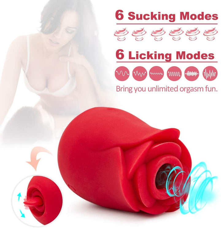 6 sucking and licking modes for rose toy