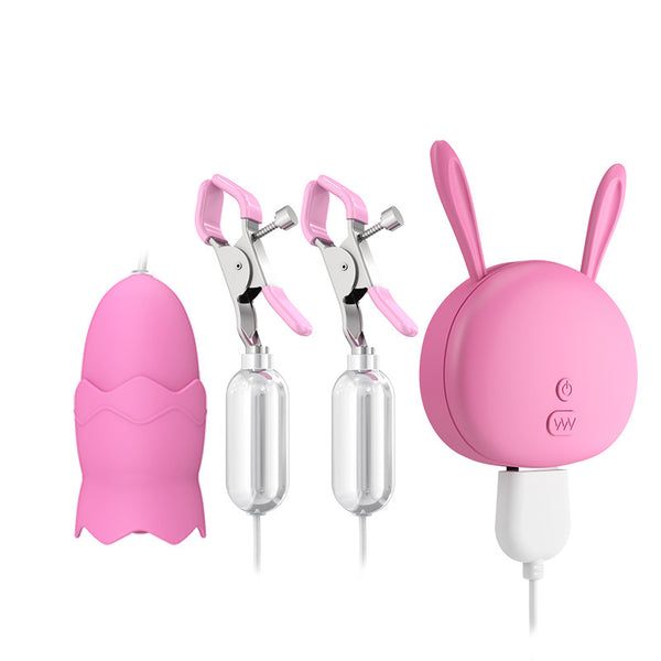 Pink Licking & Nipple Clamp Set