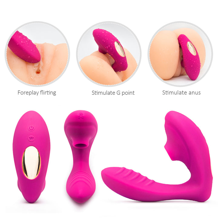 sucking wearable vibrator stimulate g-spot and anus. Can be used to foreplay.