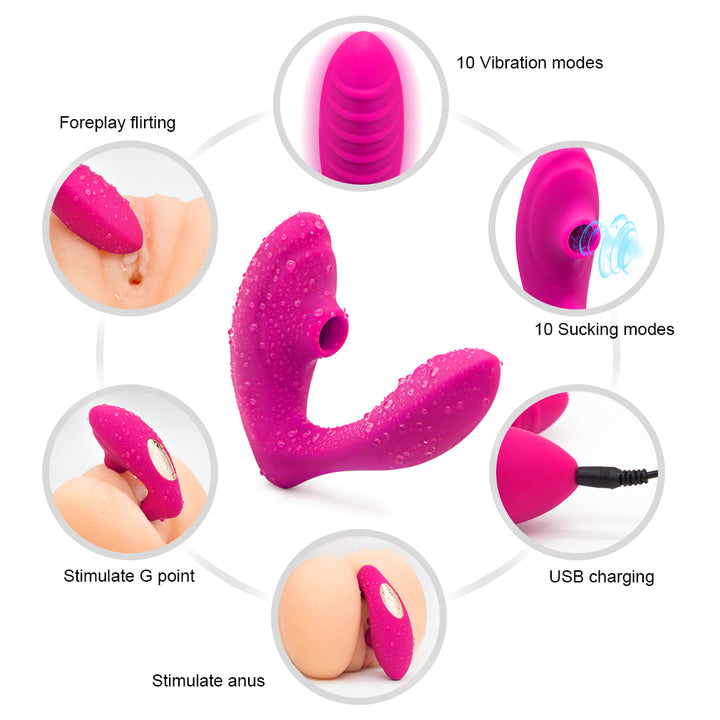 wearable sucking vibrator - foreplay flirting and 10 vibration and sucking modes USB Charaging